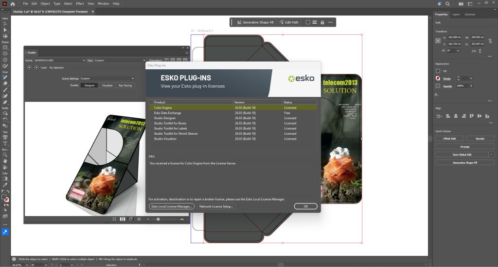 ESKO Studio 26.03 , Studio 25.11 , Studio 25.07 , Studio 25.03 for Adobe Illustrator , Studio Toolkit 26.03, for Windows and macOS
